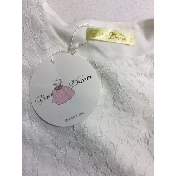 BOW DREAM SZ 8 Y white lace long sleeve flower girl party dress NEW B103 - Picture 6 of 9